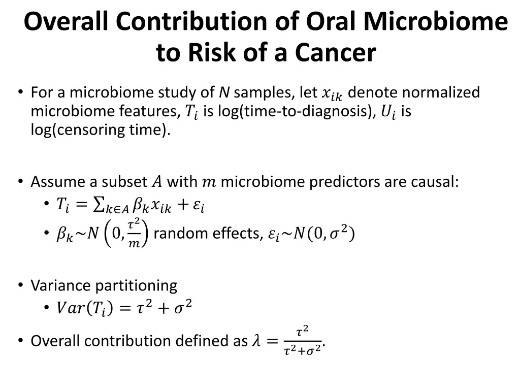 overall contribution of oral microbiome to risk