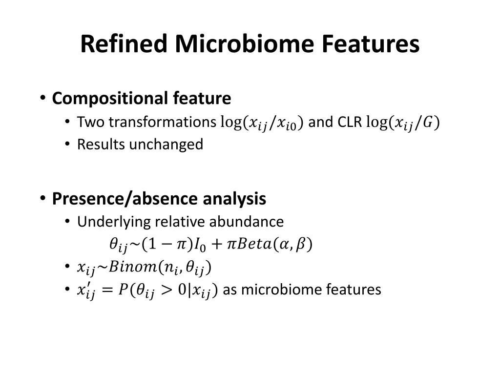 refined microbiome features