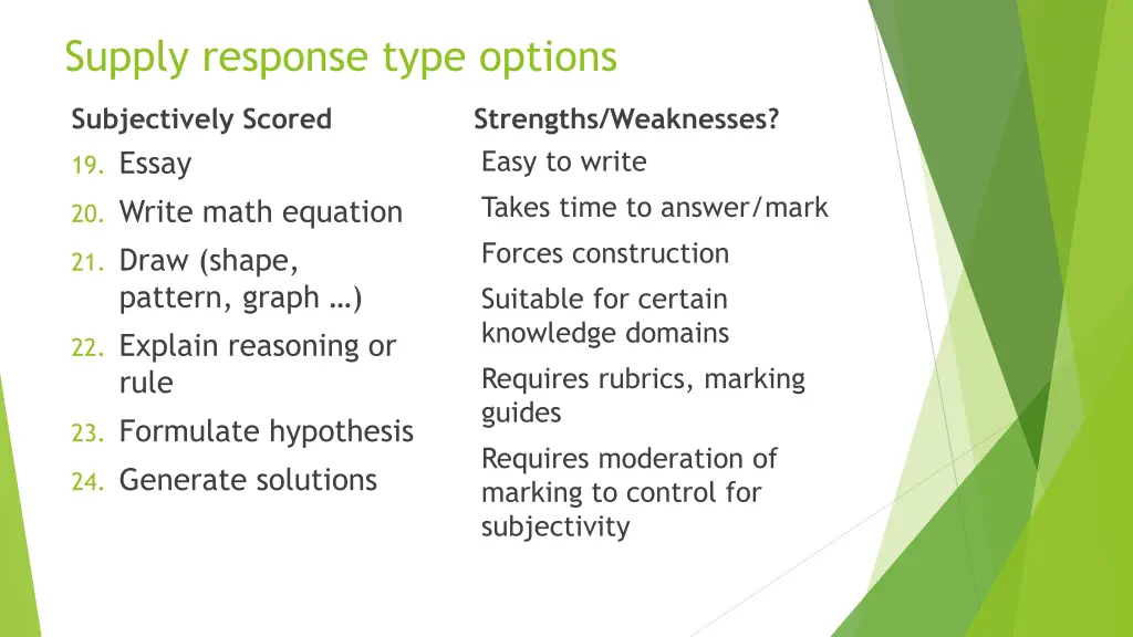 supply response type options