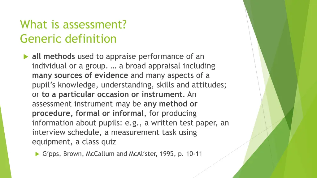 what is assessment generic definition