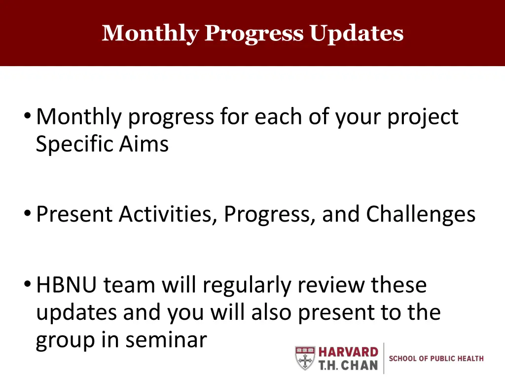 monthly progress updates 1