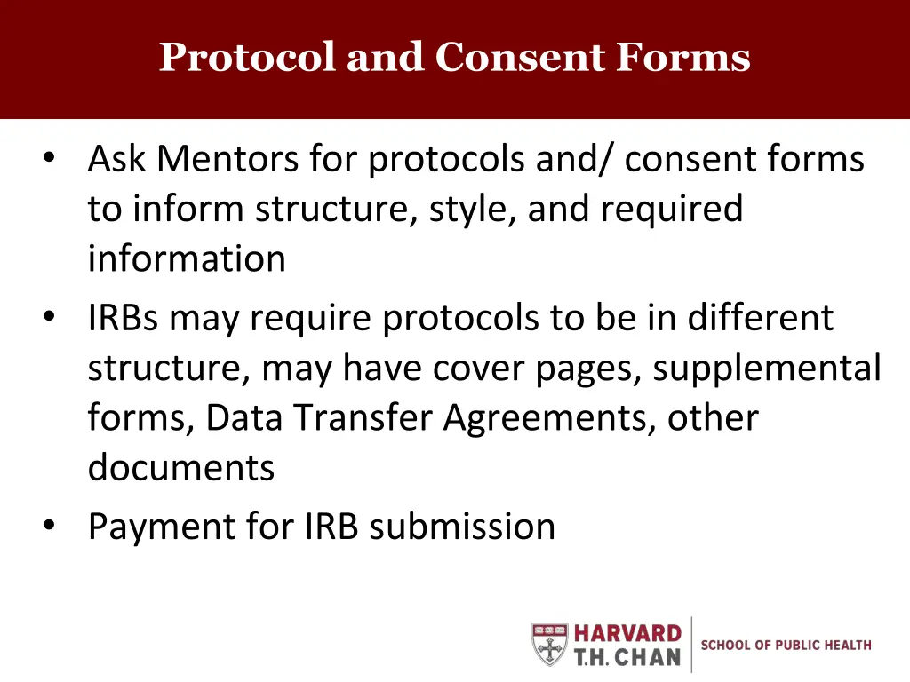 protocol and consent forms