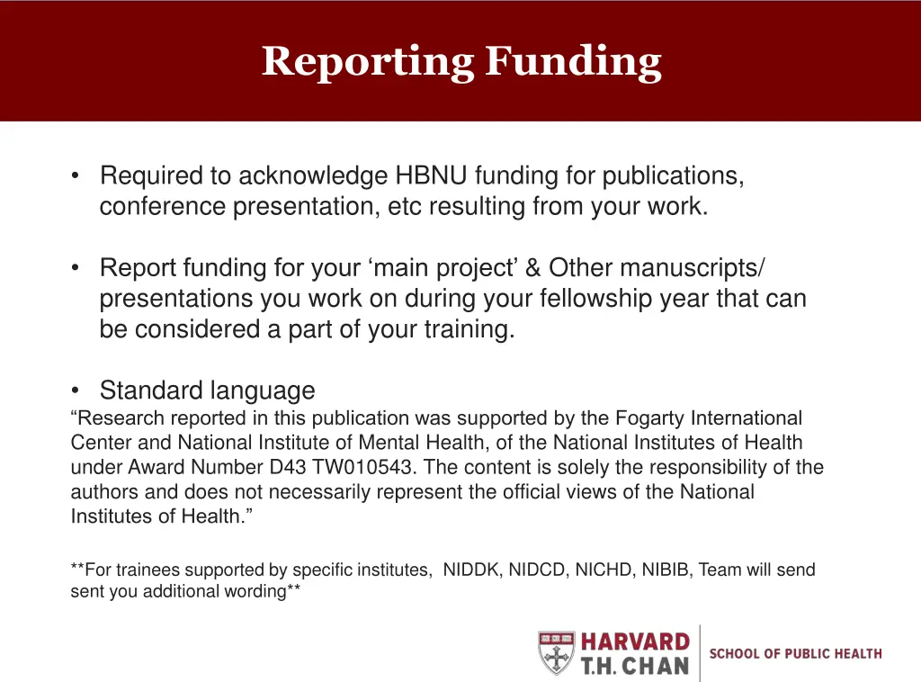 reporting funding