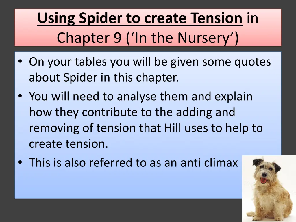 using spider to create tension in chapter