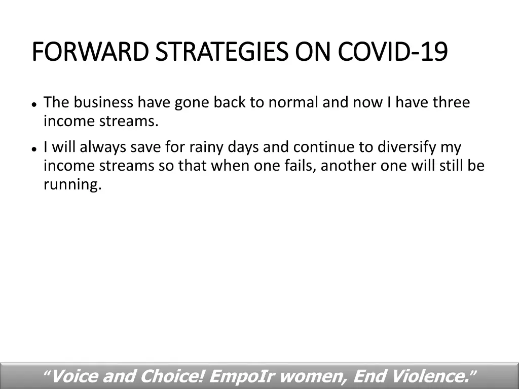 forward strategies on covid forward strategies