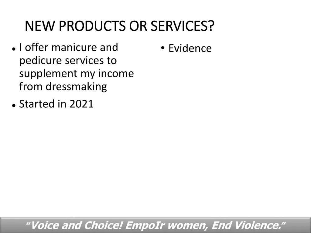 new products or services new products or services