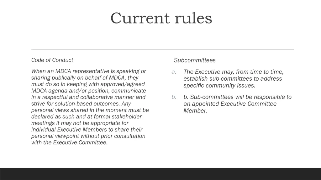 current rules