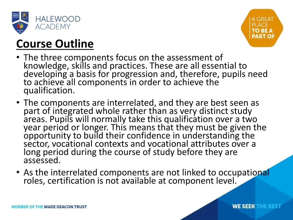 course outline the three components focus