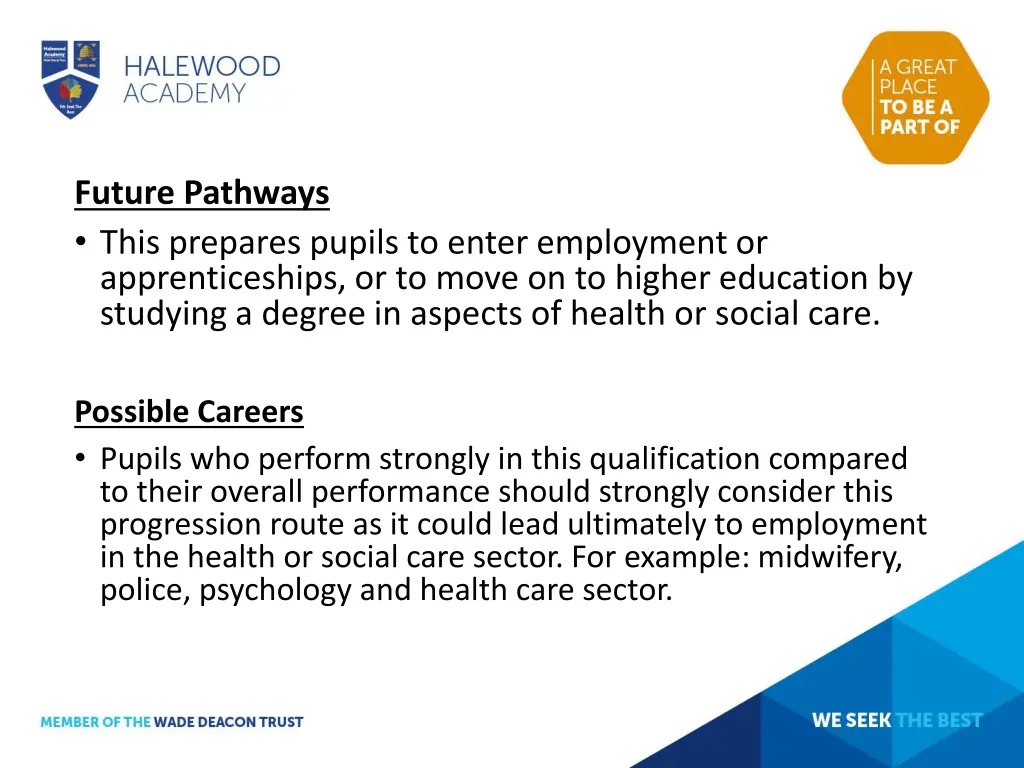 future pathways this prepares pupils to enter