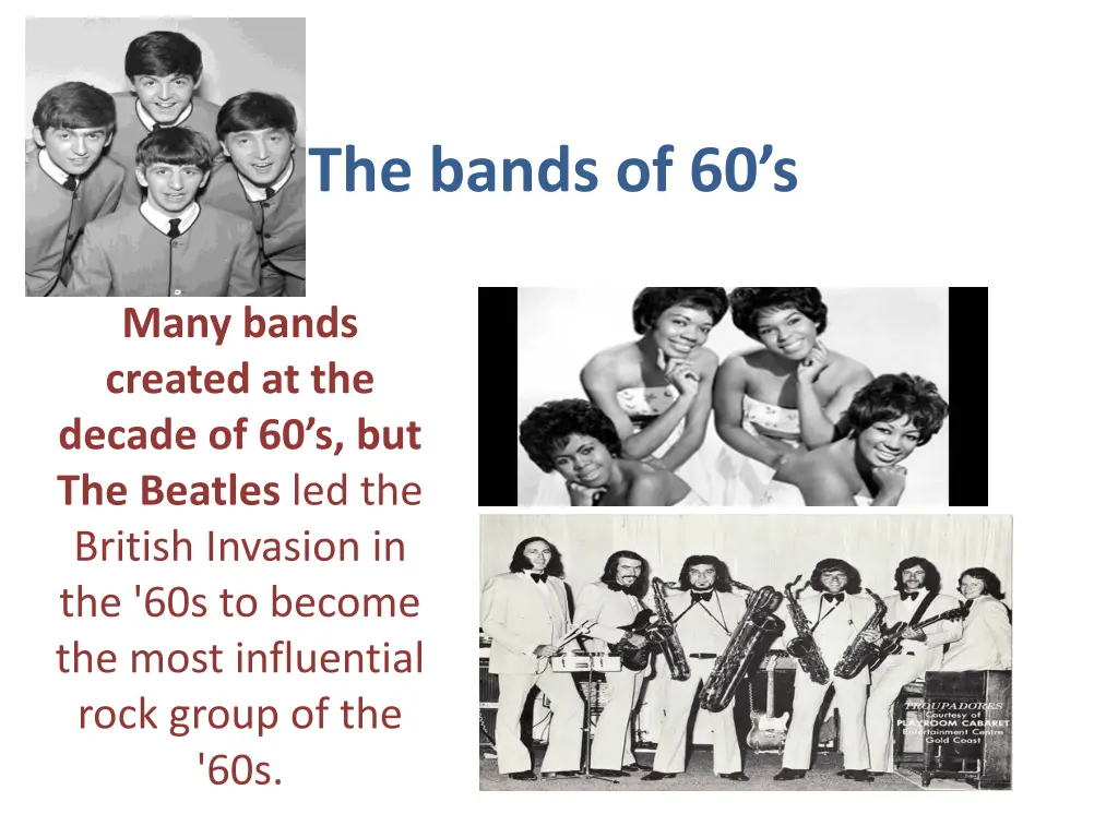 the bands of 60 s