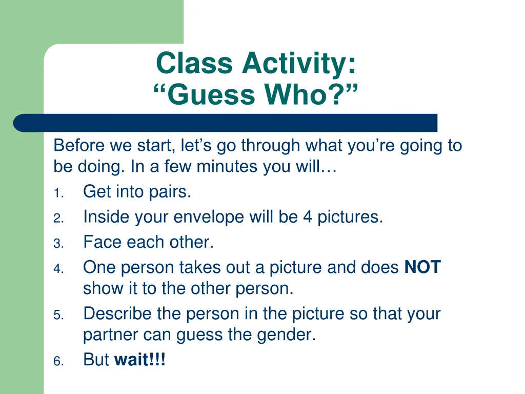 class activity guess who