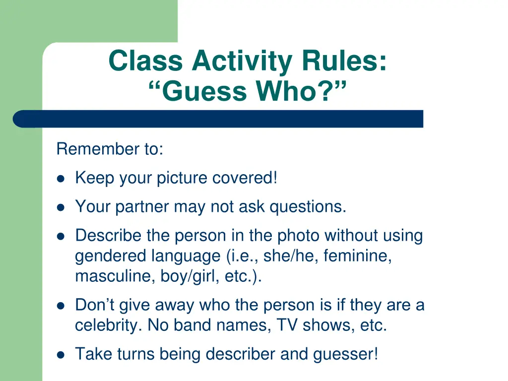 class activity rules guess who 1
