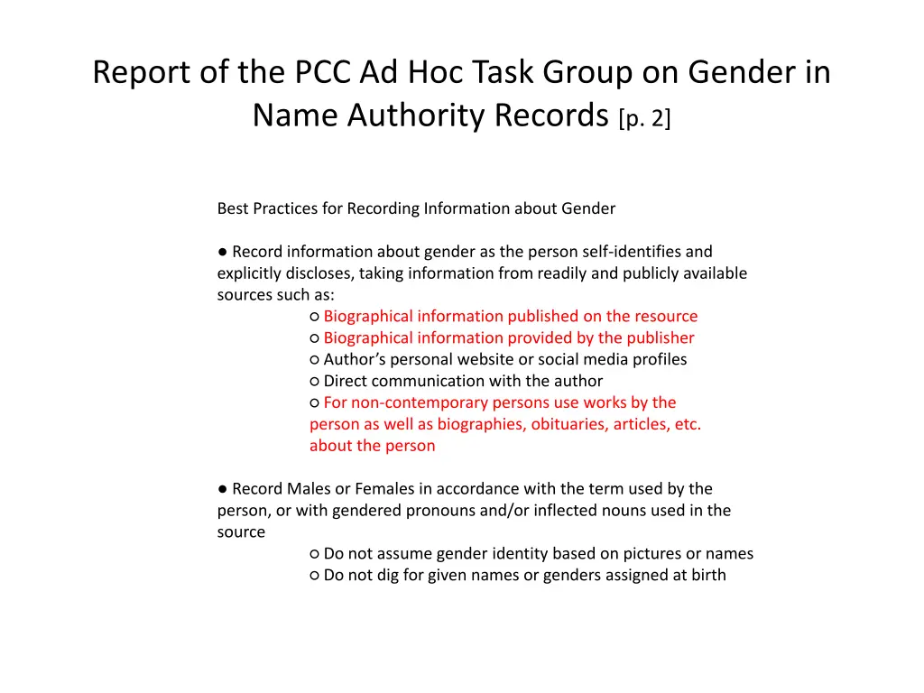 report of the pcc ad hoc task group on gender