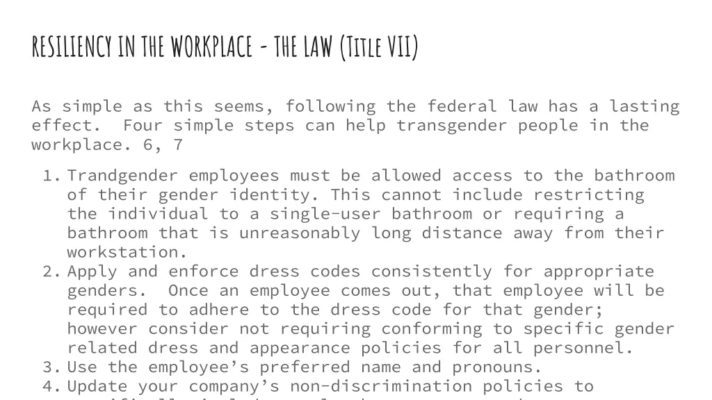 resiliency in the workplace the law title vii
