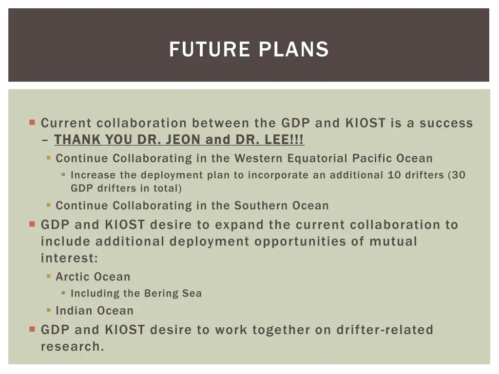 future plans
