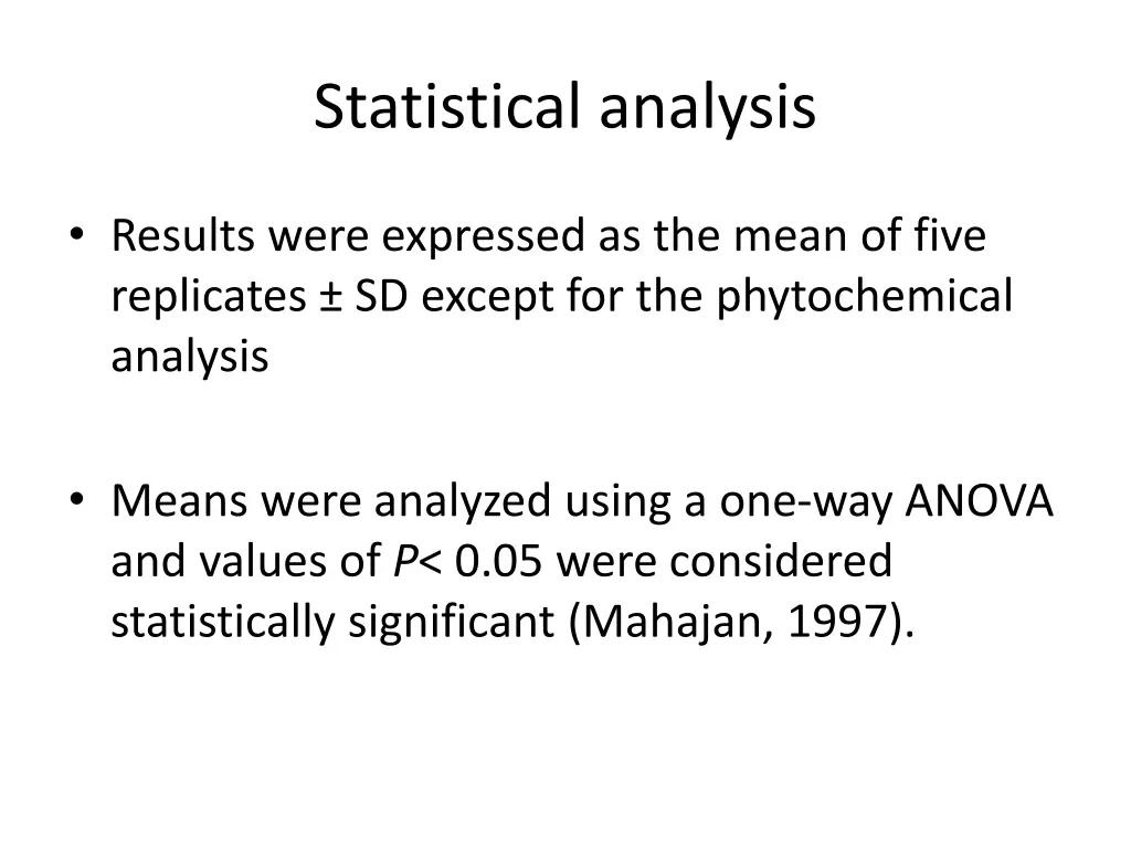 statistical analysis