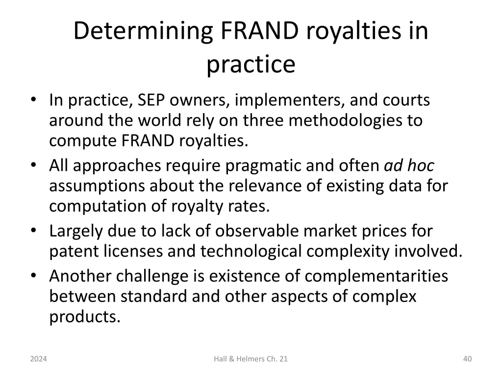 determining frand royalties in practice