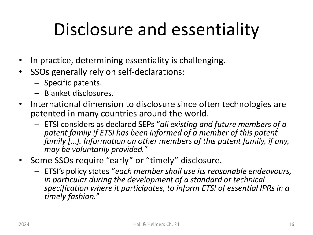 disclosure and essentiality 1