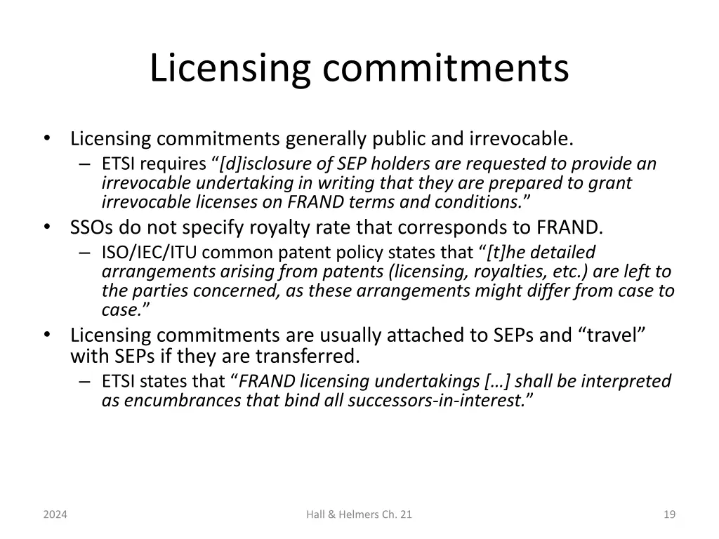licensing commitments 1