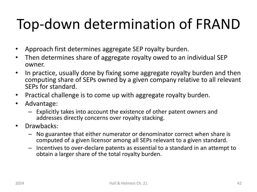 top down determination of frand