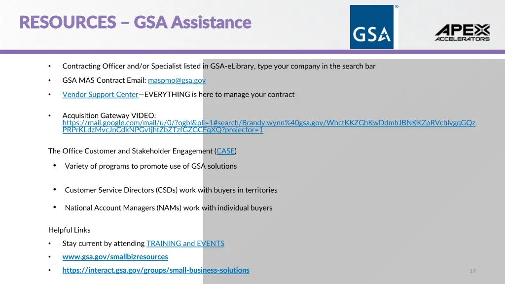 resources resources gsa assistance gsa assistance