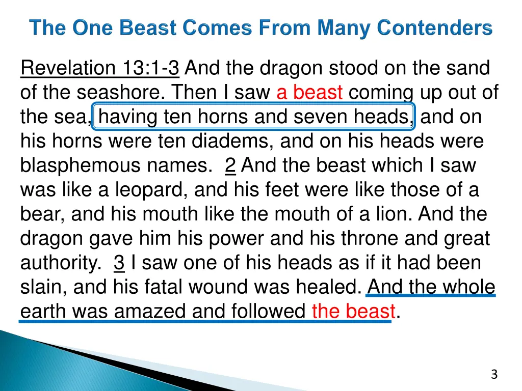 revelation 13 1 3 and the dragon stood