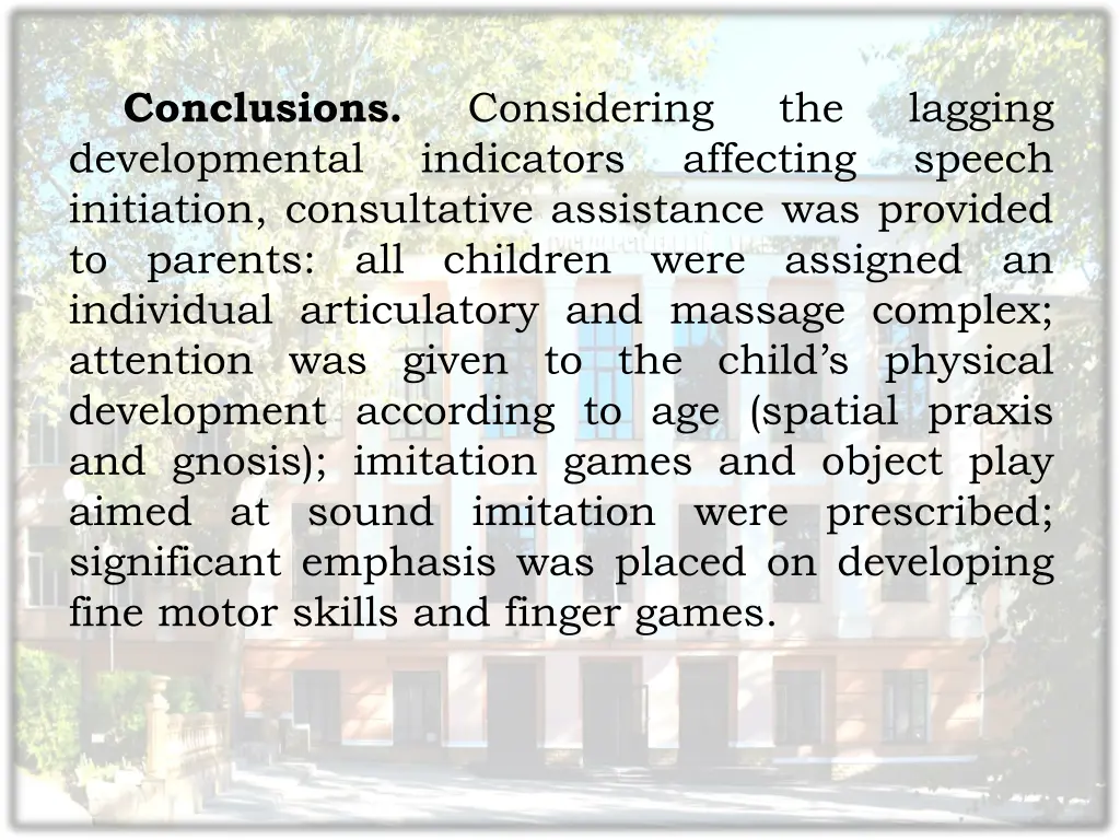 conclusions developmental initiation consultative