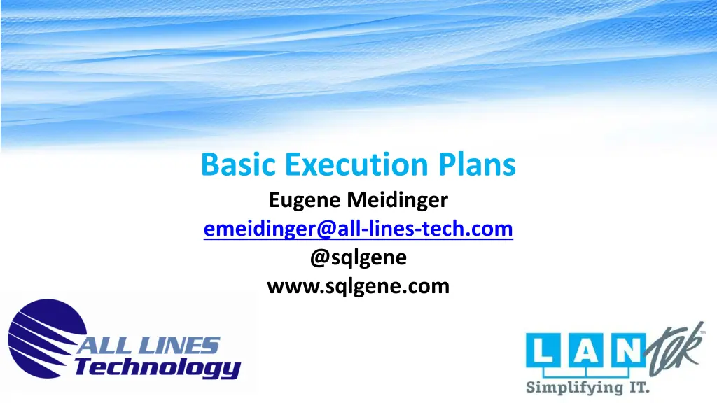 basic execution plans eugene meidinger