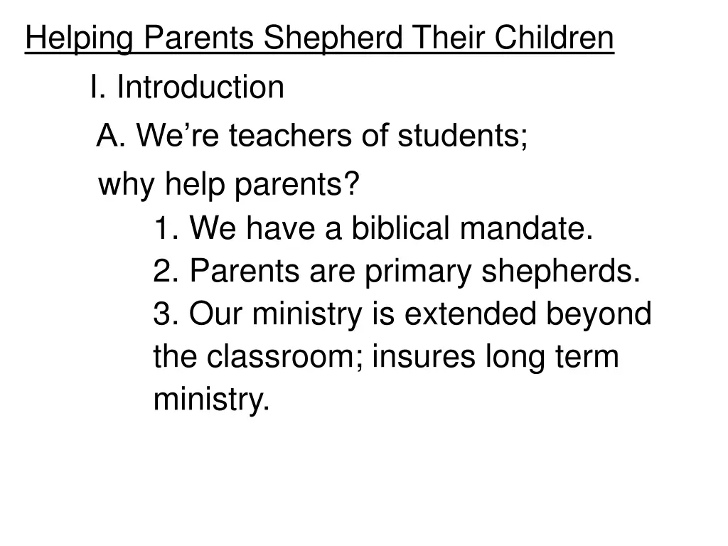helping parents shepherd their children