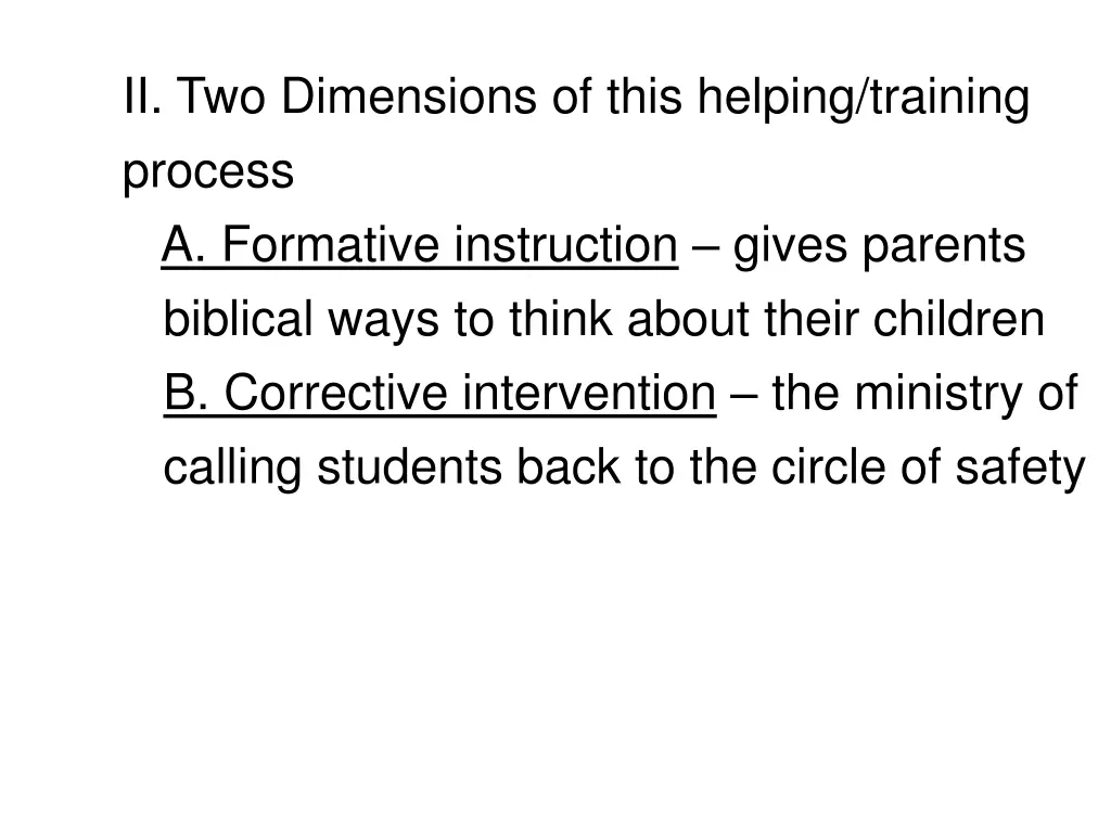 ii two dimensions of this helping training