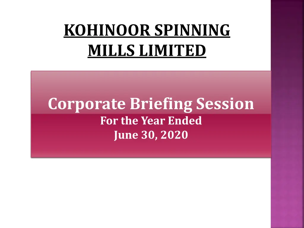 kohinoor spinning mills limited