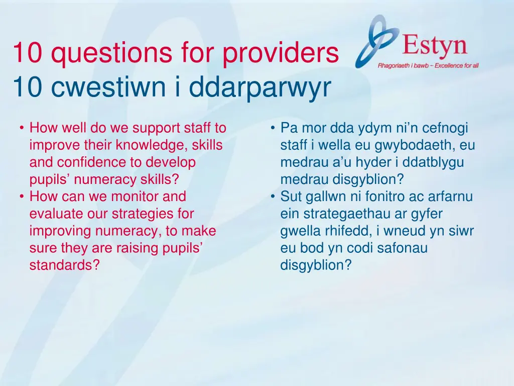 10 questions for providers 10 cwestiwn
