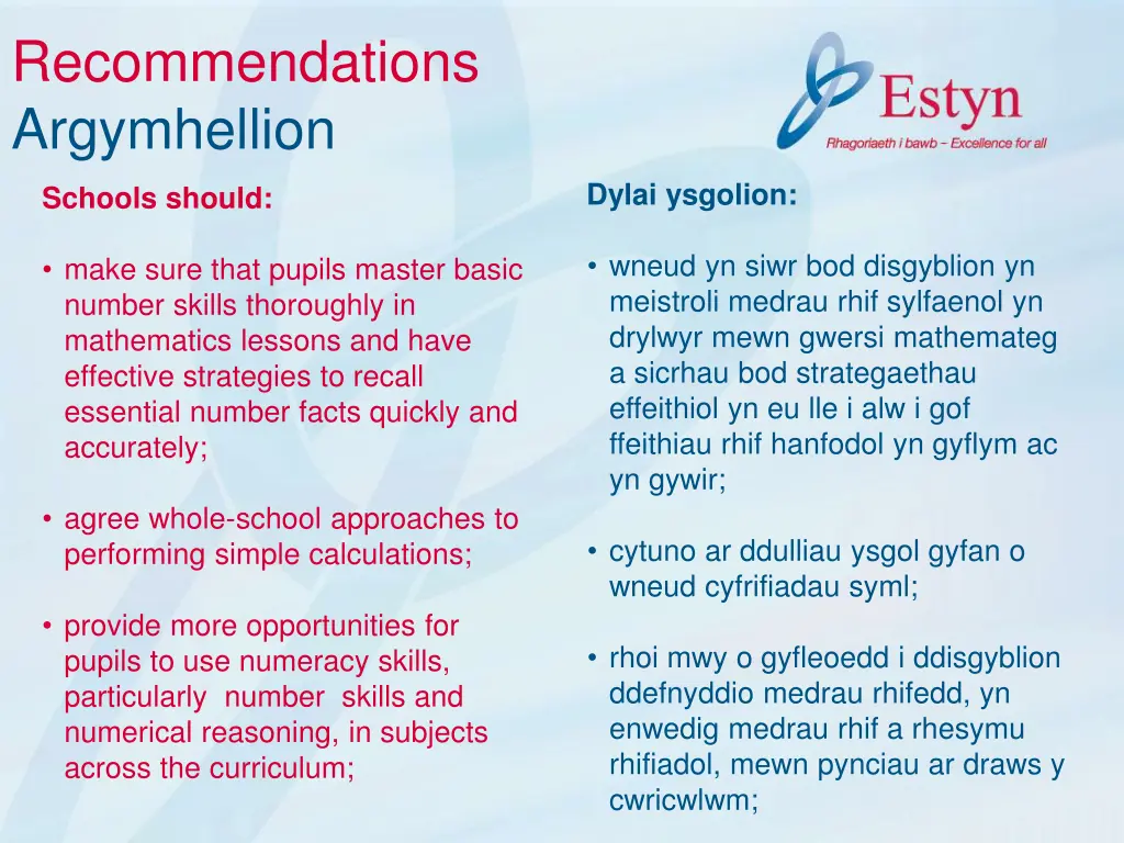 recommendations argymhellion