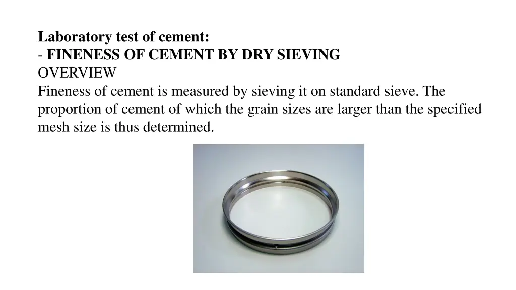 laboratory test of cement fineness of cement