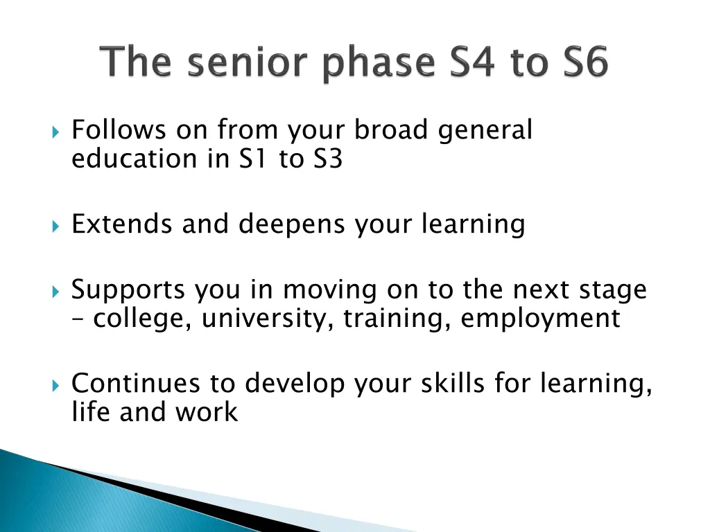 follows on from your broad general education