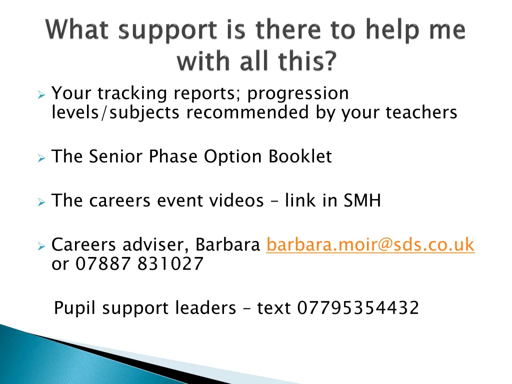 your tracking reports progression levels subjects