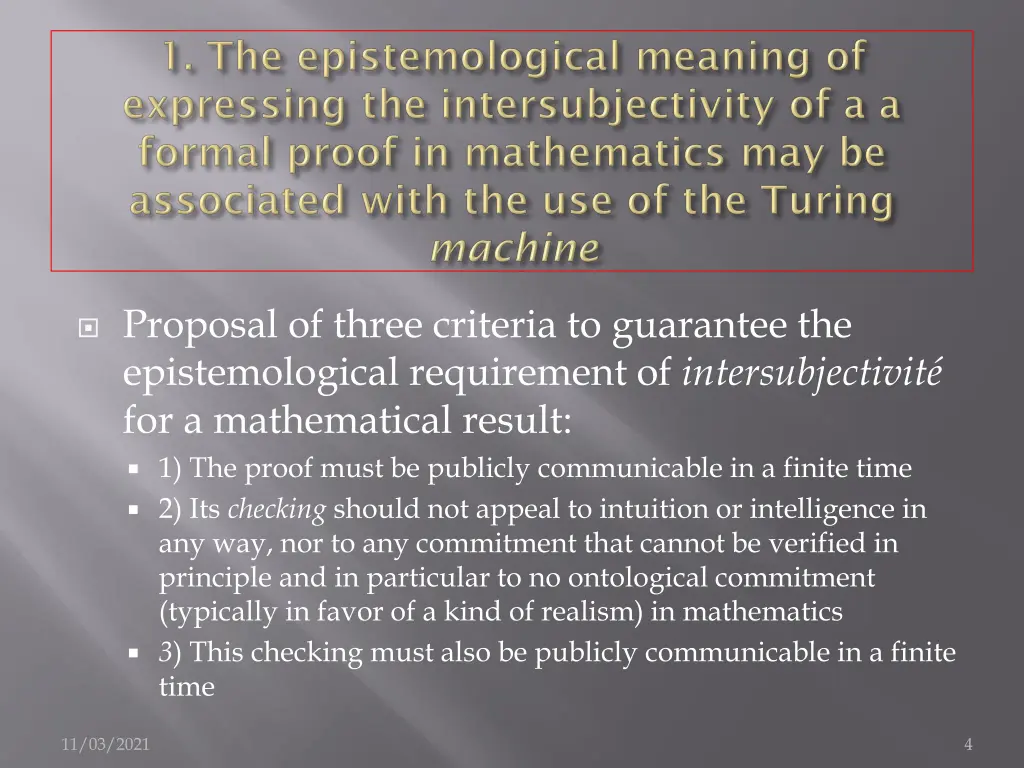 proposal of three criteria to guarantee