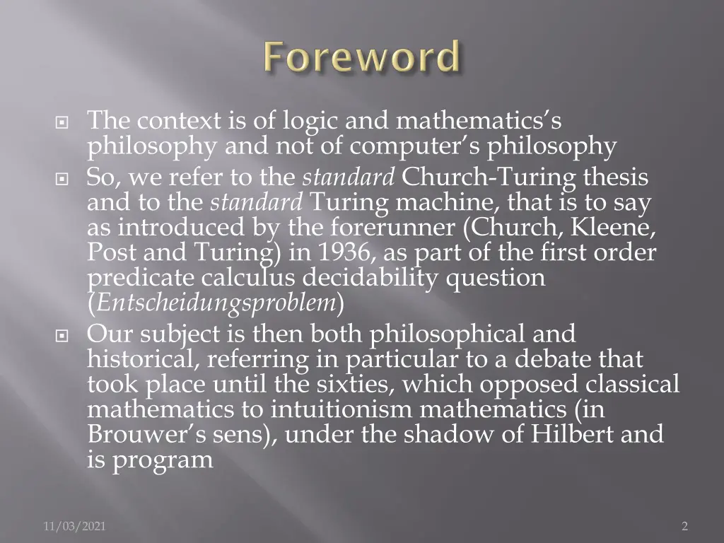 the context is of logic and mathematics