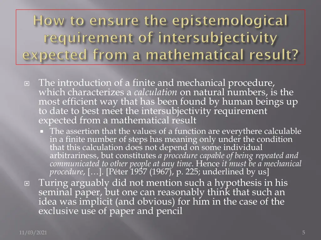 the introduction of a finite and mechanical
