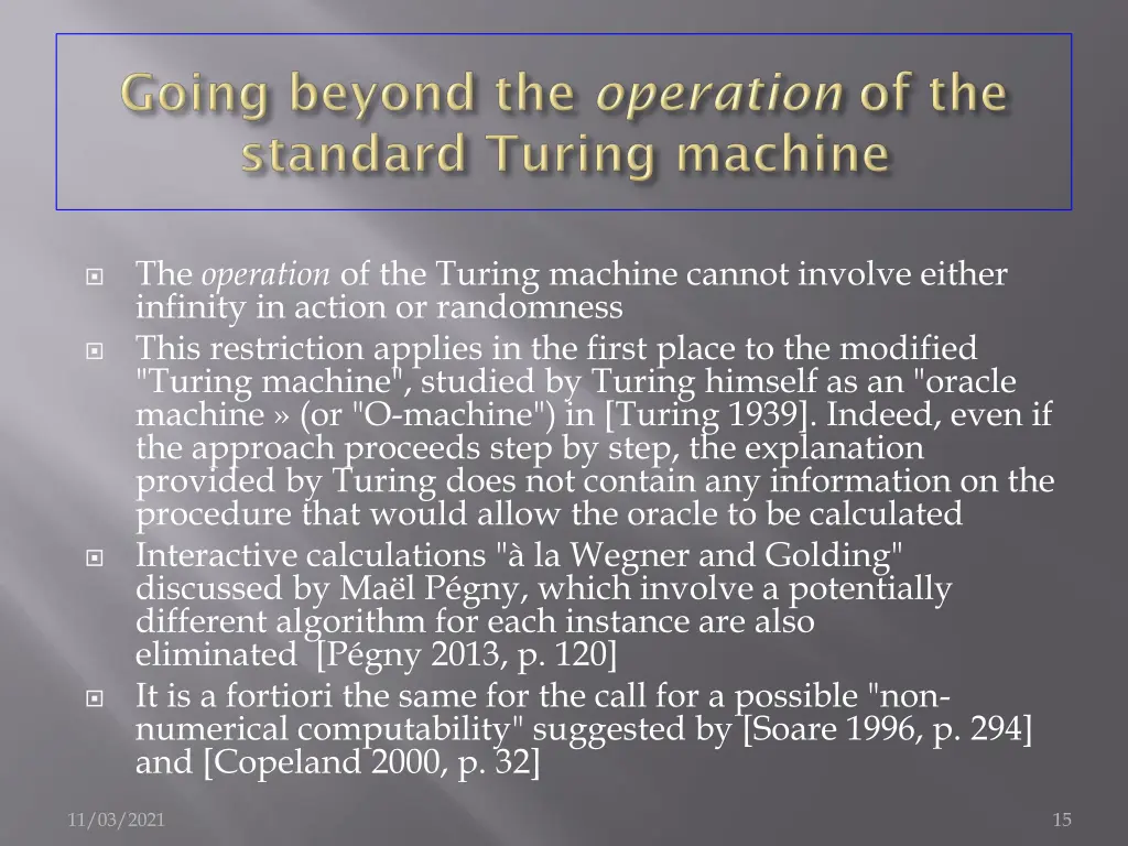 the operation of the turing machine cannot