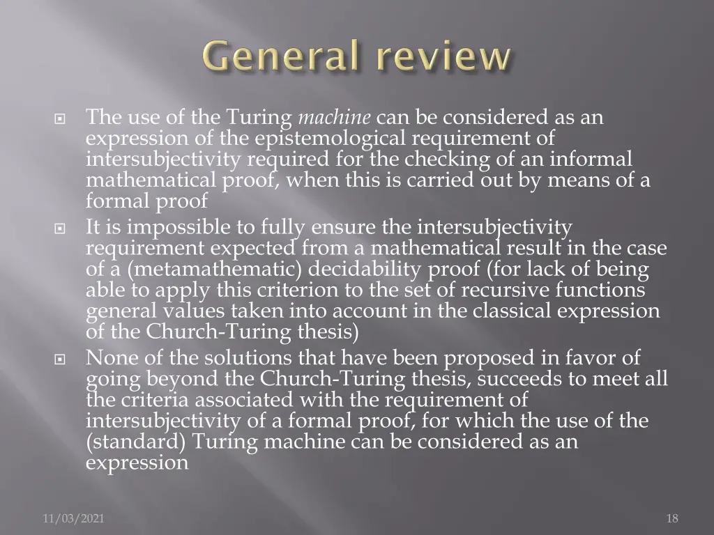 the use of the turing machine can be considered