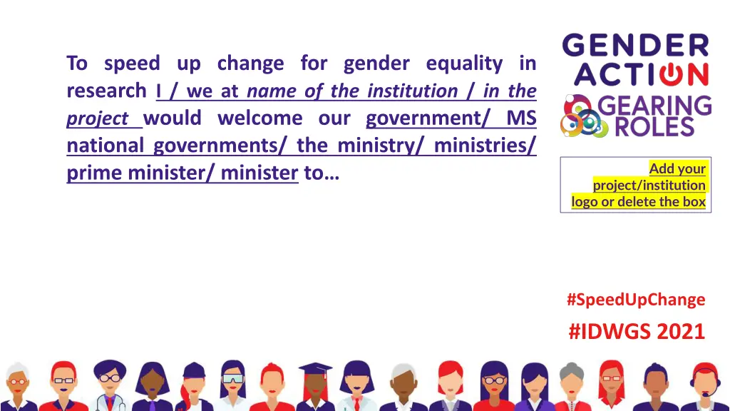 to speed up change for gender equality