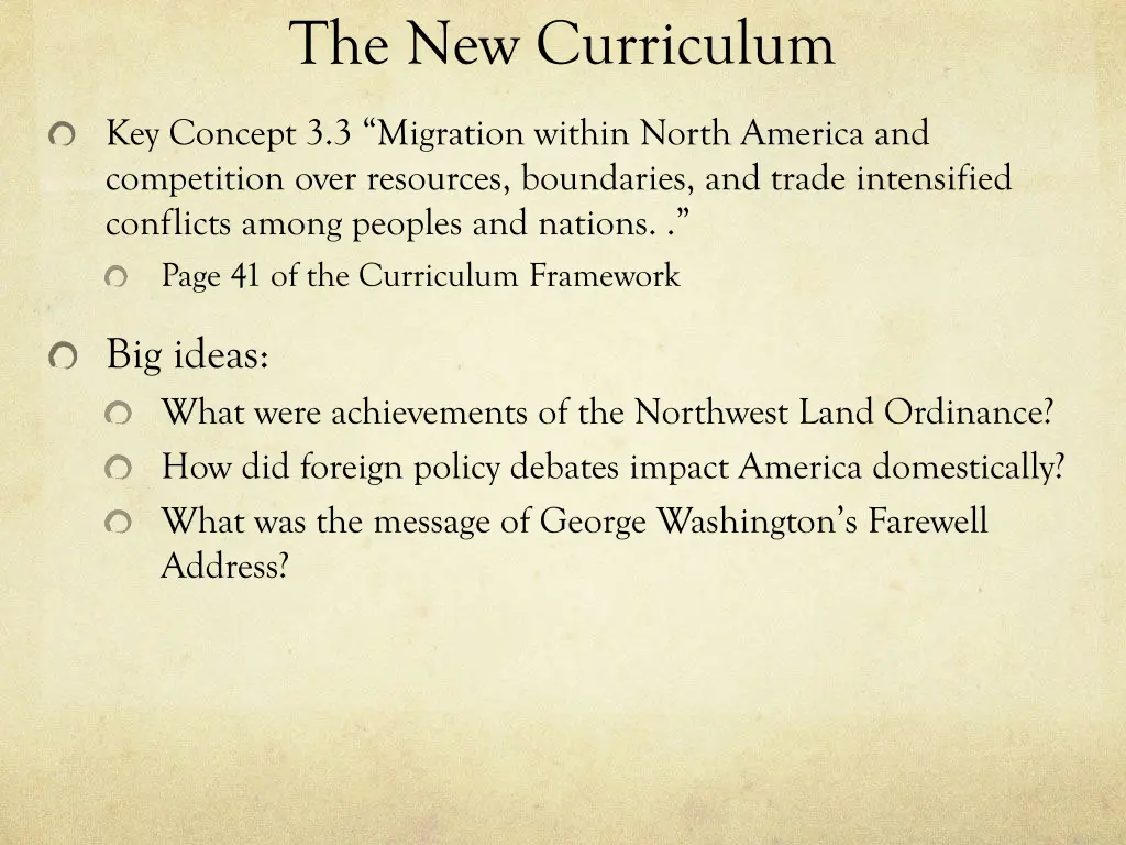 the new curriculum