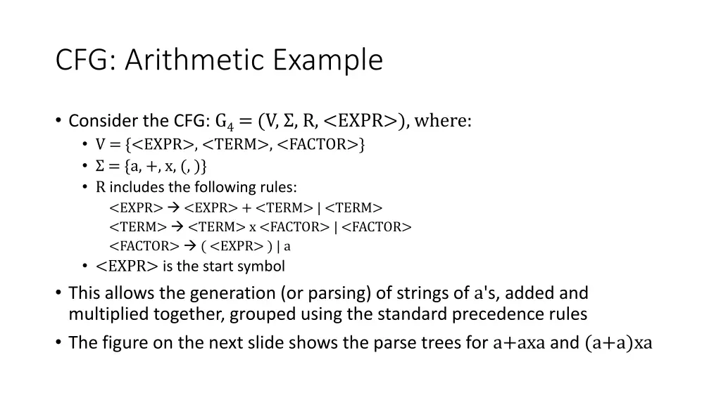 cfg arithmetic example