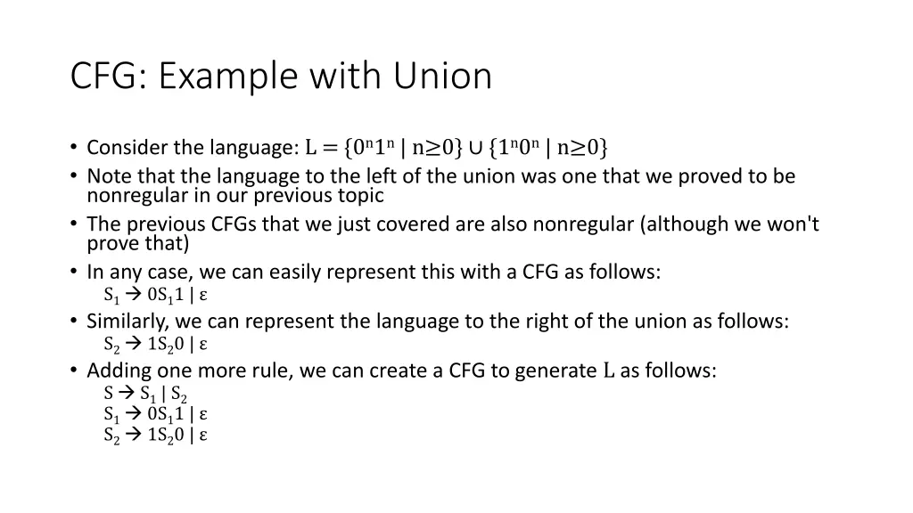 cfg example with union