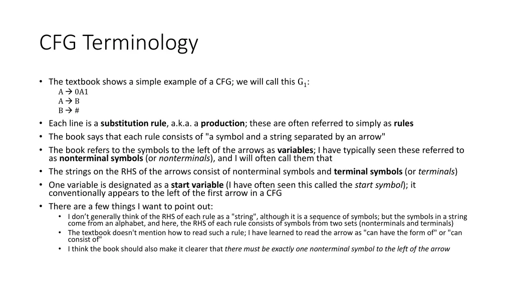 cfg terminology