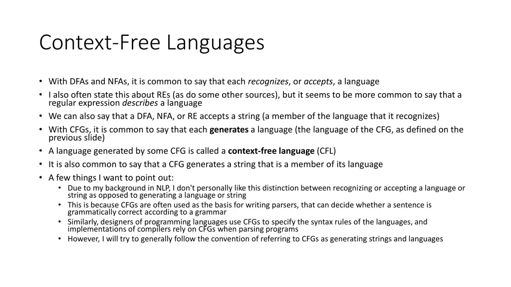 context free languages