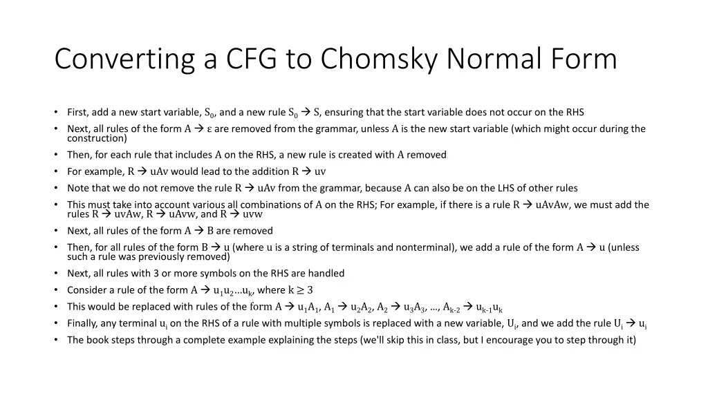 converting a cfg to chomsky normal form