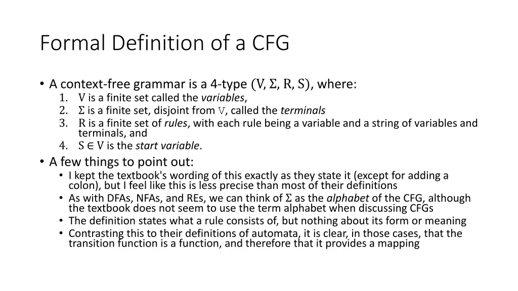 formal definition of a cfg