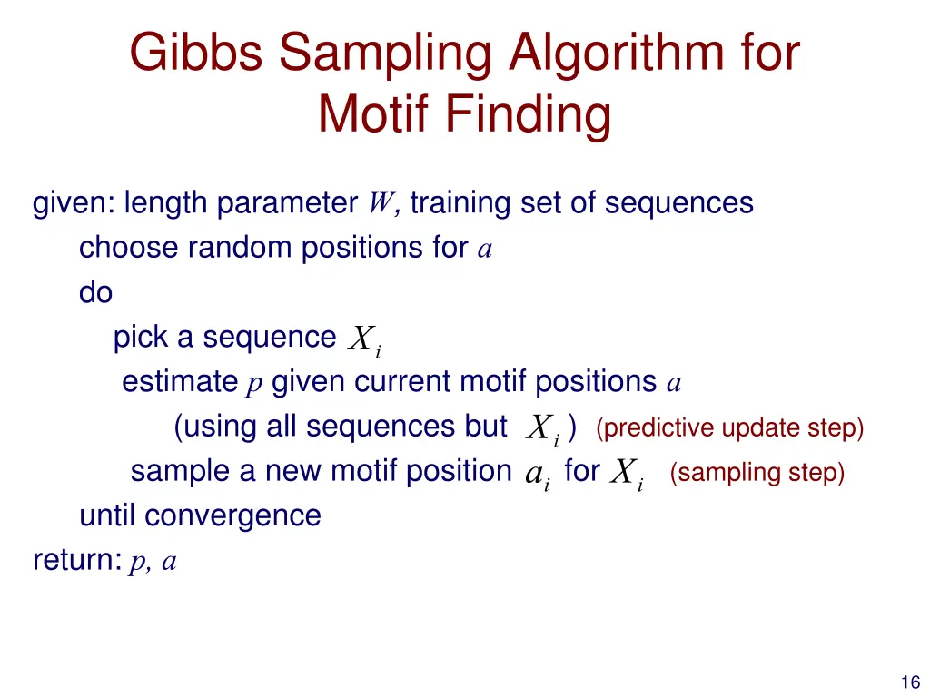 gibbs sampling algorithm for motif finding